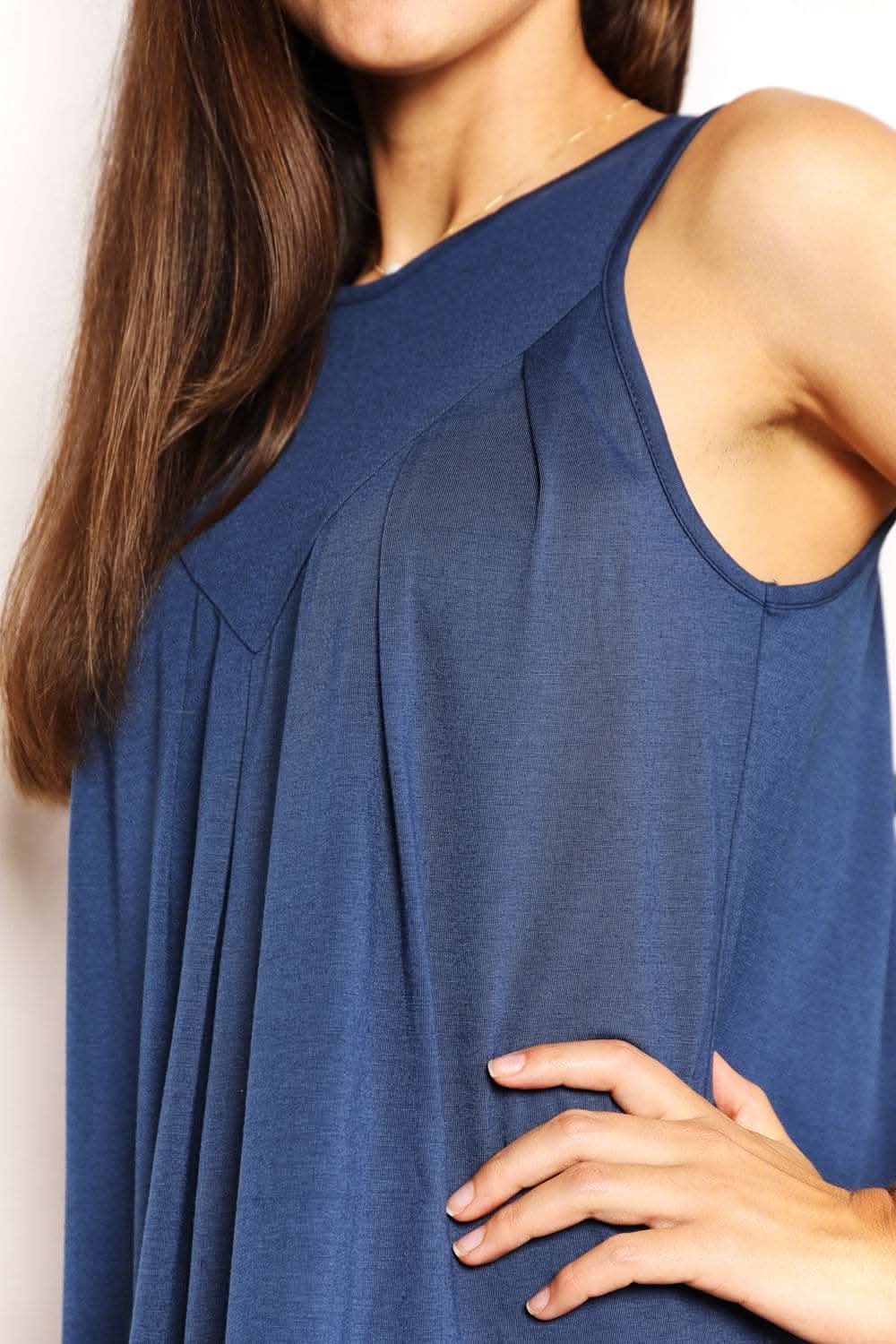 Chic sleeveless mini dress - round neck, soft fit - Love Salve